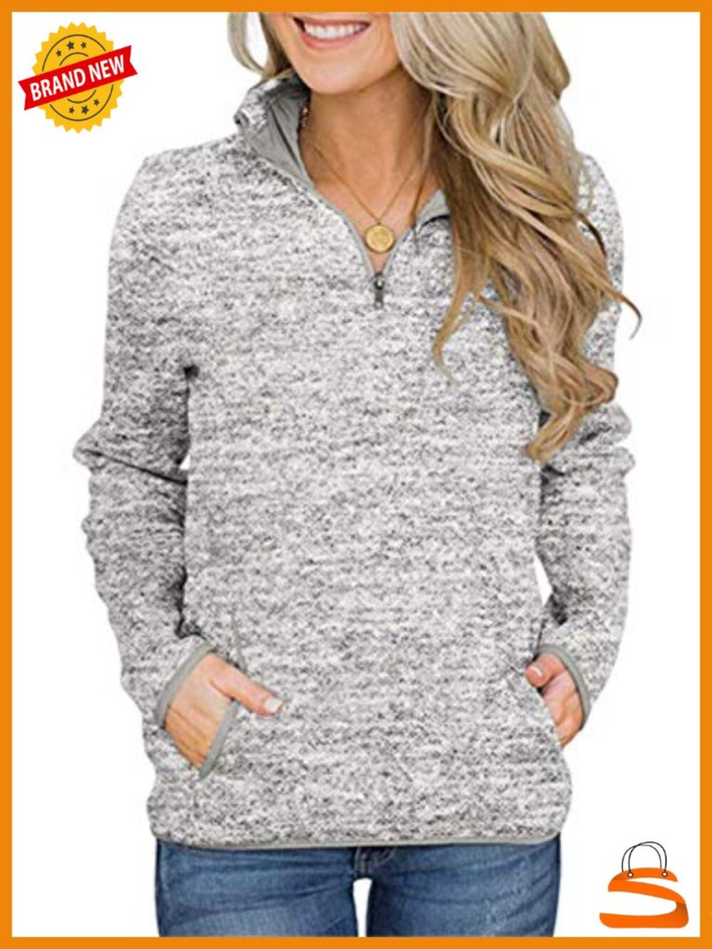 Artfish Women's Quarter Zip Pullover Fleece Sweatshirt with Pockets